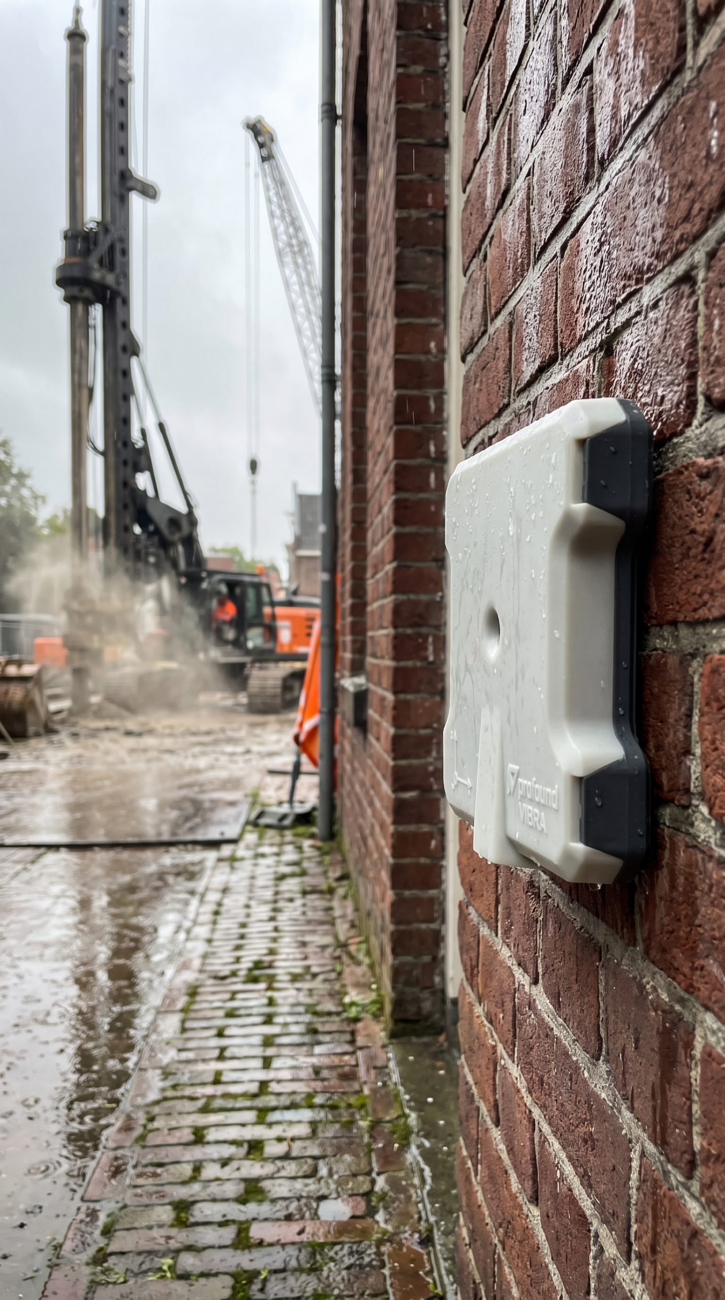 VIBRA 5+ mounted on a heritage building near piling works