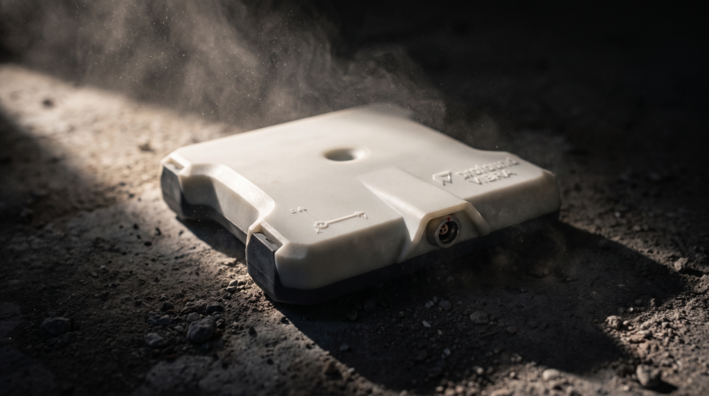Profound VIBRA 5+ vibration monitor on a concrete surface