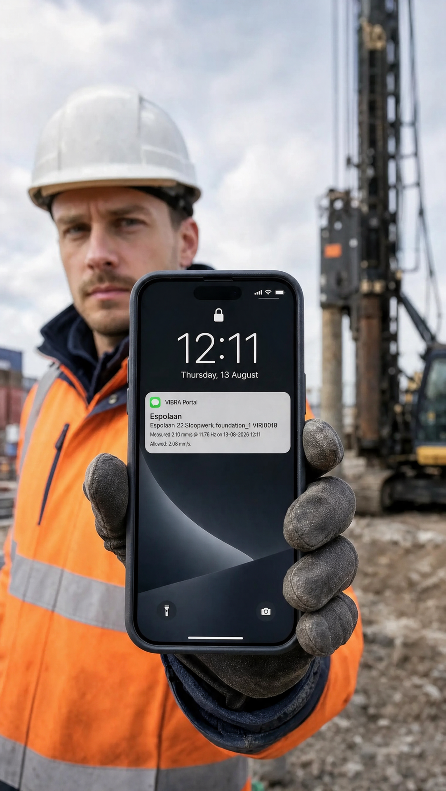Site worker receiving a VIBRA Portal vibration alert